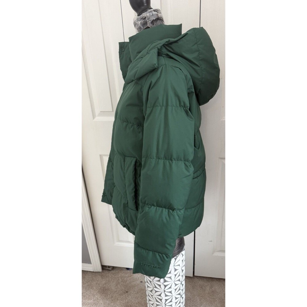 Lululemon Puffer Jacket Womens 4 Green Goose Down Hooded Winter Coat Short EUC - Picture 3 of 11